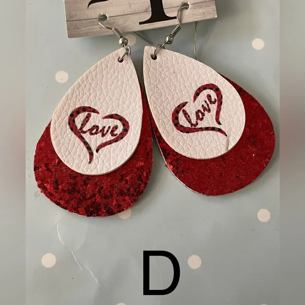 Red heart sparkle love earrings perfect for Valentine’s Day